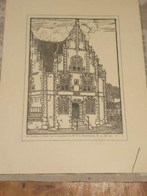 Het Raadhuis te Graft Rotogravure W.O.J. Nieuwenkamp, Antiek en Kunst, Kunst | Litho's en Zeefdrukken, Ophalen