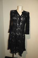 Ladress jurk chique open gewerkte kant stof donker blauw S, Zo goed als nieuw, Knielengte, Maat 36 (S), LaDress