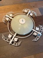 Vintage Plafonnière Brocante Wit - 64cm, Ophalen, Gebruikt, Glas