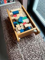 Houten blokkendoos met trekkoord vintage, Kinderen en Baby's, Speelgoed | Houten speelgoed, Ophalen, Gebruikt, Duw- of Trekspeelgoed
