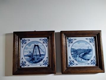 2 x schilderij lijstjes met willemsbrug en Maasbruggen  beschikbaar voor biedingen