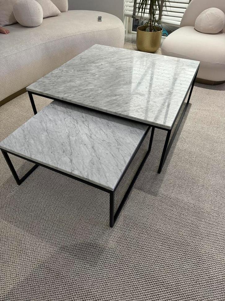 3 tafels marmer, Huis en Inrichting, Tafels | Salontafels, Zo goed als nieuw, Minder dan 50 cm, 50 tot 100 cm, Rond, Ophalen of Verzenden