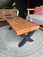 Nieuwe salontafel van gerecycled hout met  houten X-poten., Ophalen, 50 tot 100 cm, Nieuw, 50 tot 100 cm