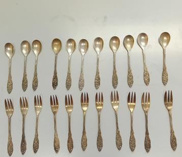 Te Koop: 11 verzilverde vorkjes en lepels van GERO. beschikbaar voor biedingen