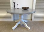 Prachtige witte landelijke ronde uitschuifbare eettafel, Ophalen, 100 tot 150 cm, ?, Zo goed als nieuw