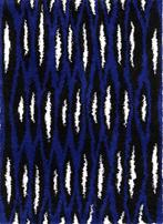 IKEA BULLERREMSA vloerkleed blauw zwart wit, Ophalen, 200 cm of meer, Zo goed als nieuw, Rechthoekig