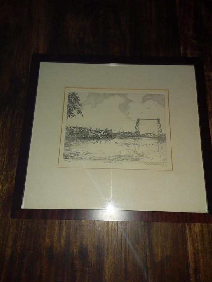 Ets Willemsbrug Rotterdam - Hendrika Anna Doedijns, Antiek en Kunst, Kunst | Etsen en Gravures, Ophalen of Verzenden