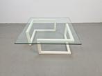 Modern lourens fisher minnimalist duo salontafel glas wit, Ophalen, Gebruikt, 100 tot 150 cm, Vierkant