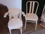 2 witte houten vintage stoelen., Huis en Inrichting, Stoelen, Twee, Gebruikt, Wit, Hout