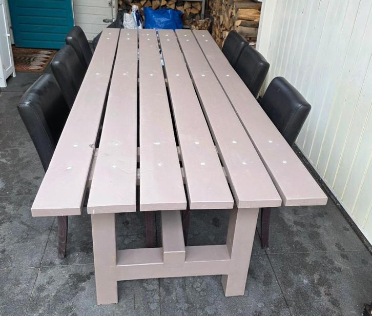 Tafel met 6 stoelen voor buiten of binnen, Tuin en Terras, Tuintafels, Gebruikt, Rechthoekig, Hout, Ophalen