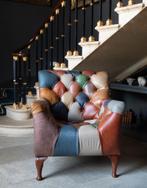 DALLAS PATCHWORK / MULTICOLOR CHESTERFIELD Stof / Leder, Nieuw, 75 tot 100 cm, Ophalen of Verzenden, Leer