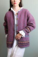 Vintage Noorse Saga wollen vest roze grijs S M, Verzenden, Zo goed als nieuw, Vintage, Roze