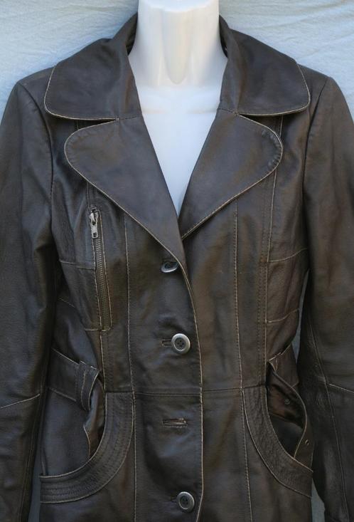 Jas leer Veromoda, Kleding | Dames, Jassen | Zomer, Gedragen, Maat 38/40 (M), Bruin, Ophalen of Verzenden