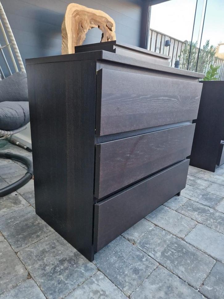 Malm 3 Ladekast Ikea zwartbruin, Huis en Inrichting, Kasten | Dressoirs, Gebruikt, 50 tot 100 cm, 25 tot 50 cm, Met lade(s), Overige materialen
