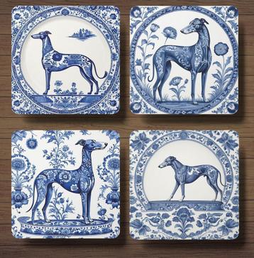 Greyhound Delfts Blauw onderzetters met houder beschikbaar voor biedingen