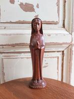 Houtsnijwerk beeld Maria teak merkje BGW, Antiek en Kunst, Antiek | Religie, Ophalen of Verzenden