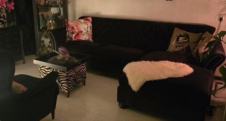 Hocker Zebra zwart/wit superchill, Huis en Inrichting, Banken | Voetenbanken en Poefen, Zo goed als nieuw, Vierkant, Stof, Ophalen