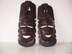 2 x massief houten Afrikaanse maskers., Ophalen of Verzenden