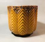 Mooie middelgrote boho plantenpot, bloempot, okergeel, Ophalen of Verzenden, Halfschaduw, Minder dan 100 cm