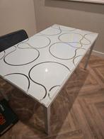 Moderne Eettafel met Glasplaat, Huis en Inrichting, Tafels | Eettafels, Ophalen of Verzenden, Rechthoekig, Metaal, 50 tot 100 cm