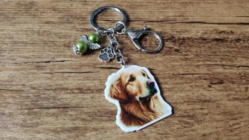 Sleutelhanger Golden retriever groot met beschermengeltje, Dieren en Toebehoren, Honden-accessoires, Nieuw, Verzenden