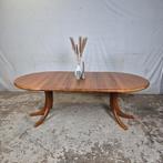 Vintage Deense uitschuifbare eettafel massief teak jaren 60, Ophalen, Gebruikt, 200 cm of meer, 50 tot 100 cm
