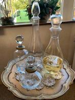 Setje van 4 glazen karafjes + eventueel tafeltje, Huis en Inrichting, Woonaccessoires | Overige, Gebruikt, Ophalen