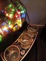 Een mooie glazen wijn rum vat met lampjes en zes shot glasje, Ophalen, Gebruikt