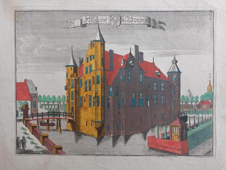 3 / 't Huys te Zuylen - Zuilen Gravure uit ca 1740, Antiek en Kunst, Kunst | Etsen en Gravures, Ophalen of Verzenden