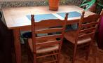 Mexicaans grenen eetkamer tafel en 4 stoelen, Gebruikt, 200 cm of meer, Rechthoekig, 50 tot 100 cm