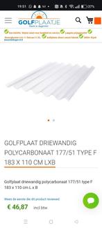 5 Golfplaten 183x110cm Driewandig Polycarbonaat, Doe-het-zelf en Verbouw, Platen en Panelen, Ophalen