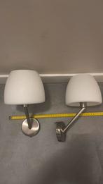 Wandlampen wit glas met zilver, Huis en Inrichting, Lampen | Wandlampen, Ophalen of Verzenden, Zo goed als nieuw, Glas