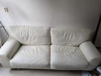 Witte leren bank - GRATIS ophalen voor dinsdag!, Huis en Inrichting, Ophalen, Gebruikt, Tweepersoons, Rechte bank