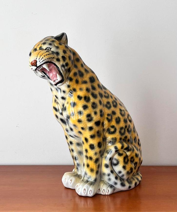 Vintage luipaard / panter beeld, Italiaans, 55 cm, Antiek en Kunst, Curiosa en Brocante, Ophalen