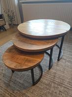 Set van 3 mangohouten bijzettafels, Ophalen, Minder dan 45 cm, Minder dan 55 cm, Gebruikt