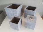 6 div Fibreclay bloempotten bloembakken betonlook leisteen, Ophalen, Vierkant, Tuin, Zo goed als nieuw