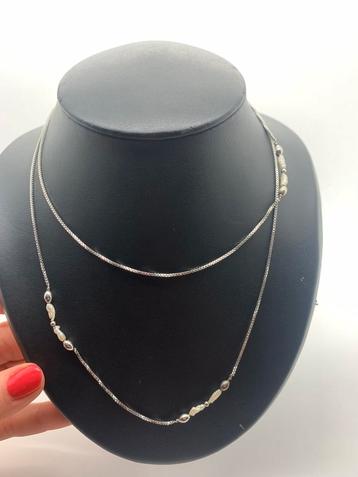 T873 Prachtige zilveren ketting parels 84 cm beschikbaar voor biedingen
