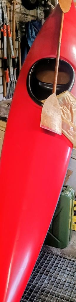 Rood/Wit 4mtr. lang met stoel, voetsteun, luchtzak en peddel, Watersport en Boten, Ophalen, Gebruikt, 1-persoons