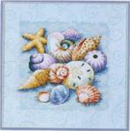 borduurpakket SHELLS on BLUE dimensions marti, Ophalen of Verzenden, Nieuw, Handborduren, Borduurpakket