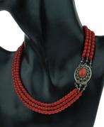 Dieprode bloedkoraal vintage ketting dames slot zilver fraai, Sieraden, Tassen en Uiterlijk, Antieke sieraden, Ophalen of Verzenden