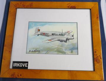 TWEE AQUARELLEN VLIEGTUIGEN * In Mooie Lijst * beschikbaar voor biedingen