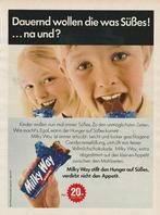 retro reclame 1970 Milky Way chocolade ze willen wat zoets, Verzamelen, Verzenden, Overige typen