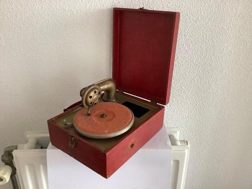 Portable Klein Rood Kindergrammofoontje., Antiek en Kunst, Antiek | Speelgoed, Ophalen of Verzenden