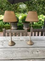 Set van 2 Crème Schemerlampjes met Gouden Accenten, Ophalen of Verzenden, Zo goed als nieuw, Metaal, Minder dan 50 cm
