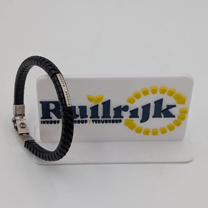 Buddha to Buddha armband Komang Small Leer Zwart, Sieraden, Tassen en Uiterlijk, Armbanden, Zo goed als nieuw