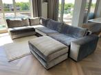 Velvet Hoekbank Loft Interiors – Grijs Fluweel – Incl Hocker, Ophalen, Gebruikt, Stof, Hotel chique vibes