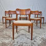 4x Koefoed, John Mortensen 'Ole' eetkamerstoel vintage Deens, Ophalen, Hout, Gebruikt, Vijf, Zes of meer stoelen
