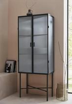 Vitrinekast zwart met golvend glas, Ophalen, 50 tot 100 cm, Zo goed als nieuw, Glas