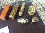 Diverse vintage papier maché /koper parelmoer / lakdoosjes, Ophalen of Verzenden