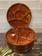 Vintage fonduebord bruin (161025), Huis en Inrichting, Keuken | Servies, Ophalen of Verzenden, Glas, Overige stijlen, Overige typen